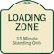 Signmission Designer Series-Loading Zone 15 Minutes Standing Only, 18" x 18", TG-1818-9833 A-DES-TG-1818-9833 - alternate 1